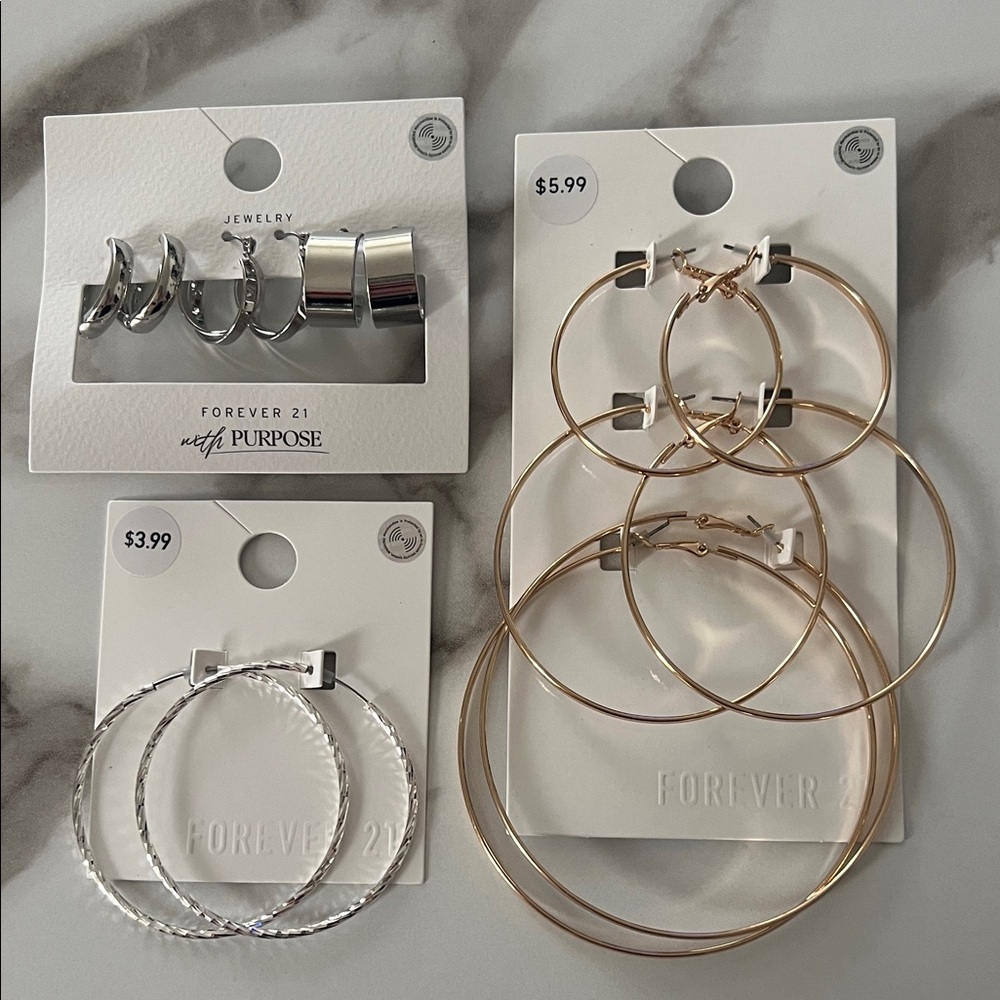 Forever 21 Mixed Metal Hoop Earring Collection! #5